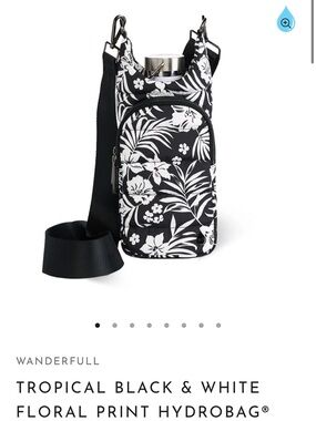 NWT Wanderfull Black & White Tropical Floral Crossbody HydroBag